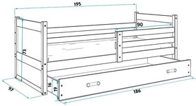 Posteľ RICO 1 190x90 grafitová - ružová