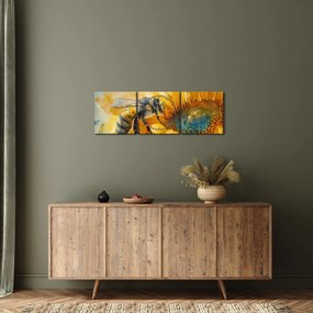 Obraz - Včielka, akvarel (s hodinami) (90x30 cm)