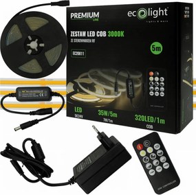 ECOLIGHT COB LED pásik 35W - 24V - 320 - 5M - 3000k - teplá biela + diaľkový ovládač