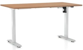 Výškovo nastaviteľný stôl OfficeTech A, 120 x 80 cm, biela podnož, buk
