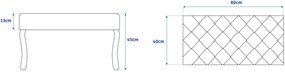 Tutumi - Prešívaná lavica 80cm v štýle Glamour 381786, šedá-biela, KRZ-06800