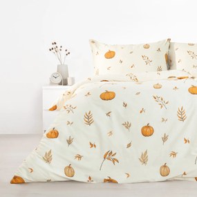 Goldea flanelové posteľné obliečky - jesenné tekvice a lístky 140 x 200 a 70 x 90 cm