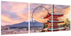 Obraz - Fuji (s hodinami) (90x30 cm)