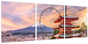 Obraz - Fuji (s hodinami) (90x30 cm)