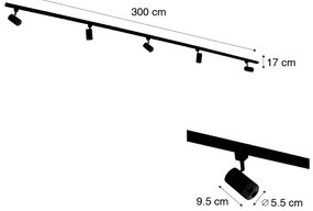1-fázový koľajnicový systém s 5 reflektormi čierny so zlatým krúžkom - Jeana