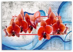 Obraz na plátně Červená orchidej Květina - 120x80 cm