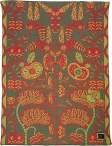 Vlnená deka Bees Green 130x170, zeleno-červená
