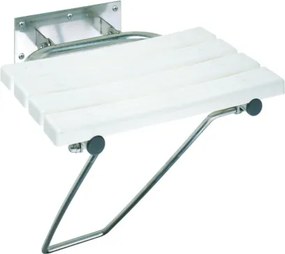 Bemeta Design HELP: Sprchové sedadlo, sklopné, s nohou, bez krytky, nerez, lesk, biely plast - 301102181