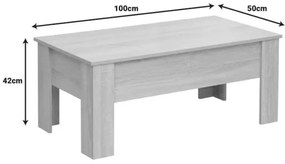 Konferenčný stolík RIWA s výsuvnou doskou 100x50 cm, dub sonoma