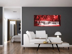 Obraz - Červený, vodopád (120x50 cm)