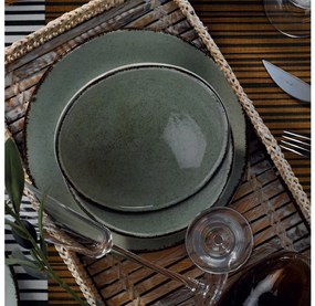 18-dielna jedálenská súprava, zelená, porcelánová