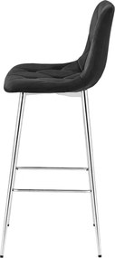 Barová stolička NADO zamatová, čierna / strieborná