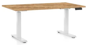 Výškovo nastaviteľný stôl OfficeTech D, 120 x 80 cm, biela podnož, dub zlatý