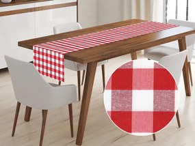 Biante Dekoračný behúň na stôl Rebeka RE-001 Červeno-biela kocka veľká 35x120 cm