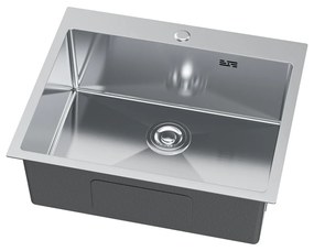 Erga HD, 1-komorový oceľový drez 600x500x210 mm, oceľová, ERG-MLS-HD6050X