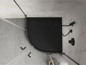 Mexen Flow+ štvrťkruhová sprchová vanička 80 x 80 cm, čierna matná, 46Q708080H