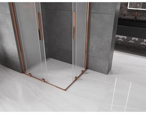 Mexen Velar Duo, sprchový kút s posuvnými dverami 100 x 90 cm, 8mm sklo námraza, ružové zlato, 871-100-090-32-60