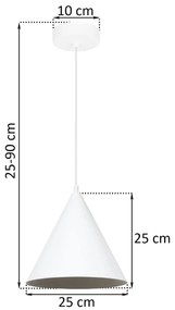 Závesné svietidlo Soho, 1x biele kovové tienidlo, (fi 25cm)