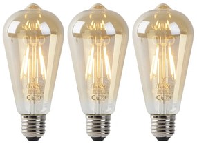 Sada 3 ks E27 LED svietidiel ST64 zlatá so senzorom svetlo-tma 4W 400 lm 2200K