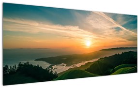 Obraz východu slnka nad morom (120x50 cm)