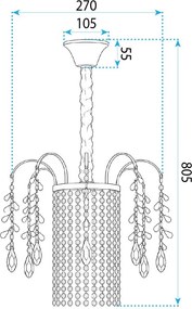 Toolight Toolight, krištáľová závesná lampa Ø30 cm, 3×E14, SWE090-CP, zlatá lesklá, OSW-30217