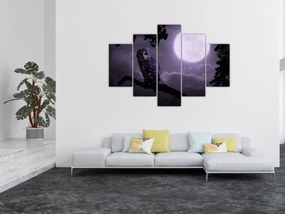 Obraz - Nočná sova, fialová (150x105 cm)