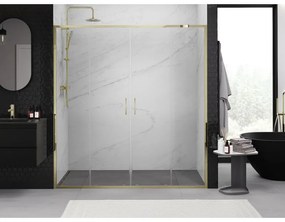 Mexen Exo, posuvné dvojité sprchové dvere 180 cm, číre sklo, zlatá, 8152-180-000-50-00