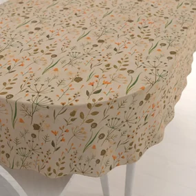 Biante Dekoračný oválny obrus PML-070 Jesenné rastliny na svetlo hnedom 120x180 cm