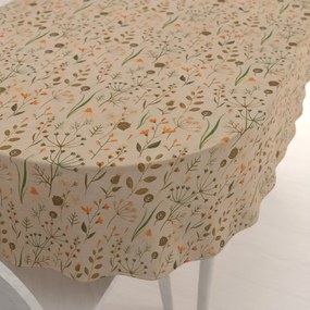 Biante Dekoračný oválny obrus PML-070 Jesenné rastliny na svetlo hnedom 120x200 cm