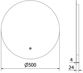 Mexen Erg, okrúhle LED podsvietené kúpeľňové zrkadlo 50 cm, 6000K, vykurovacia podložka proti zahmlievaniu, 9823-050-050-611-00