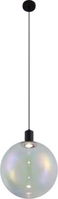 Dizajnové závesné svietidlo čierne s dúhovým sklom 35 cm - Mallon