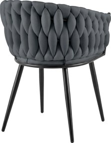Jedálenská stolička Molise - zamat, čierna podnož - tmavosivá