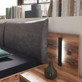 Sconto Posteľ s nočnými stolíkmi DENTON dub lodge/antracitová, 180x200 cm