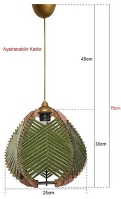Závesné svietidlo v tmavozelenej a prírodnej farbe s textilným tienidlom ø 25 cm – Opviq lights