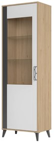 Vitrína Mussun 10 (orech americký jackson + biela matná + grafit matný) (L). Akcia -19%. Vlastná spoľahlivá doprava až k Vám domov. 1068195