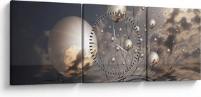 Abstraktný obraz - guľa (s hodinami) (90x30 cm)
