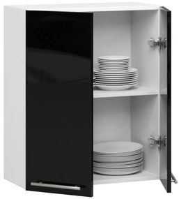 Horná kuchynská skrinka OLIWIA W 60 H720 biela / čierna, lesk