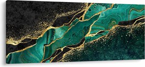 Obraz - Petrolejovo-zlaté mramorovanie (120x50 cm)