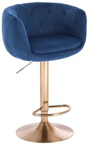 LuxuryForm DESIGN Barová stolička MONTANA VELUR na zlatom tanieri - modrá