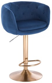 LuxuryForm Barová stolička MONTANA VELUR na zlatom tanieri - modrá