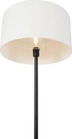 Stojaca lampa čierna s tienidlom bielym 50 cm - Simplo