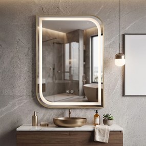 Rea Zone, LED zrkadlo, 60x80 cm, zlatá matná, HOM-00209