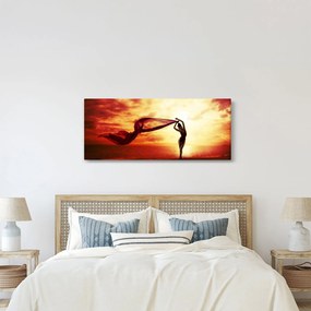Obraz - Silueta ženy v západu slnka (120x50 cm)