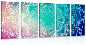5-dielny obraz pastelová Mandala - 100x50