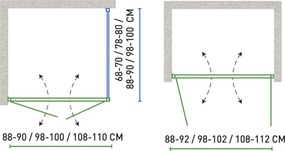 Novoterm Dvojkrídlové otváravé sprchové dvere NV-Solid DDP CHR 100, chróm/transparent - bez vaničky