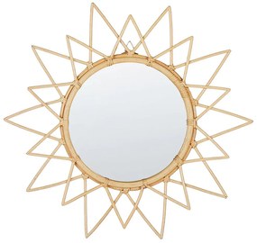 Nástenné ratanové zrkadlo ⌀ 61 cm prírodné AROEK Beliani