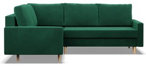 Rohová rozkladacia sedačka BLANK Elegant ľavá, fľaškovo zelená