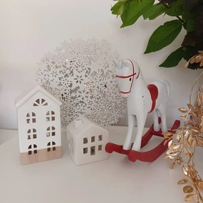 DECOLED Drevené dekorácie snehové vločky s LED svetlami, 26x29x3,2 cm