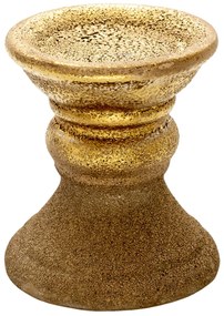 Zlatý keramický svietnik s patinou Alwyn - Ø 13*15 cm