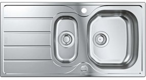 GROHE K200 ​nerezový dvojdrez s odkvapávacou plochou, s excentrom, obojstranný, horná montáž, 965 x 500 mm, kartáčovaná nerezová oceľ, 31564SD1